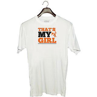                       UDNAG Unisex Round Neck Graphic 'Basketball | Thats my girl' Polyester T-Shirt White                                              