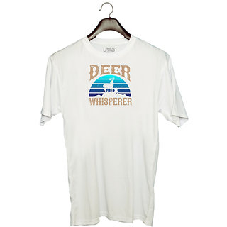                       UDNAG Unisex Round Neck Graphic 'Deer | Deer whichperer' Polyester T-Shirt White                                              