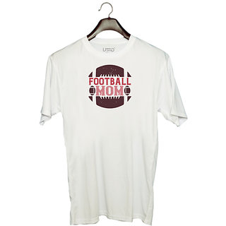                       UDNAG Unisex Round Neck Graphic 'Mother | Football mom 3' Polyester T-Shirt White                                              