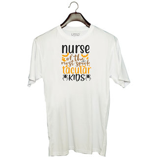                       UDNAG Unisex Round Neck Graphic 'Nurse | nurse of the most spook tacular kids' Polyester T-Shirt White                                              