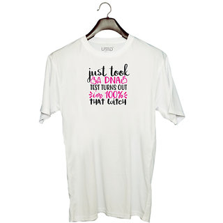                       UDNAG Unisex Round Neck Graphic 'Witch | just look a dna test turns out im 100% that witch' Polyester T-Shirt White                                              
