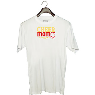                       UDNAG Unisex Round Neck Graphic 'Mother | Cheer mom 4' Polyester T-Shirt White                                              