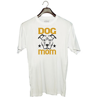                       UDNAG Unisex Round Neck Graphic 'Mother | dog mom' Polyester T-Shirt White                                              