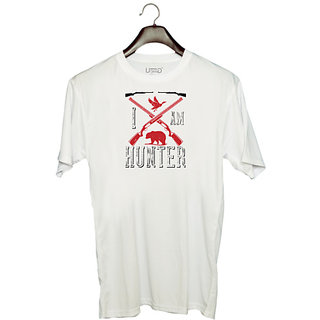                       UDNAG Unisex Round Neck Graphic 'Hunting | i am hunter' Polyester T-Shirt White                                              