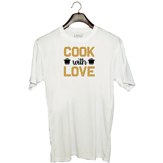                       UDNAG Unisex Round Neck Graphic 'Cooking | Cook' Polyester T-Shirt White                                              