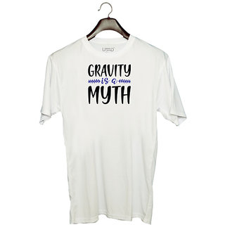                       UDNAG Unisex Round Neck Graphic 'Climbing | Gravity' Polyester T-Shirt White                                              