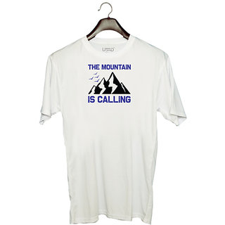                       UDNAG Unisex Round Neck Graphic 'Adventure | The mountain' Polyester T-Shirt White                                              