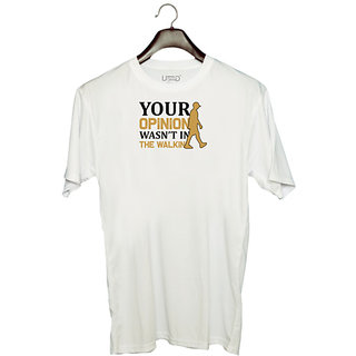                      UDNAG Unisex Round Neck Graphic 'Walking | your copy' Polyester T-Shirt White                                              