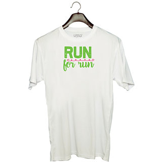                       UDNAG Unisex Round Neck Graphic 'Running | Run for run' Polyester T-Shirt White                                              