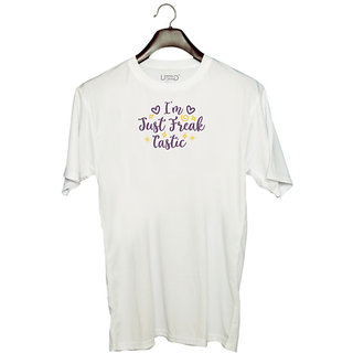                       UDNAG Unisex Round Neck Graphic 'Halloween | Im just Freak tastic copy' Polyester T-Shirt White                                              