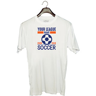                       UDNAG Unisex Round Neck Graphic 'Football | Your league' Polyester T-Shirt White                                              
