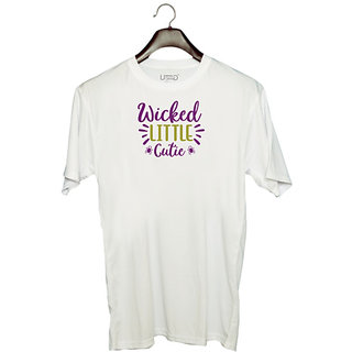                       UDNAG Unisex Round Neck Graphic 'Halloween | Wicked Little Monster copy' Polyester T-Shirt White                                              