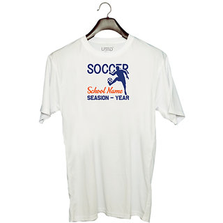                       UDNAG Unisex Round Neck Graphic 'Football | Soccer' Polyester T-Shirt White                                              