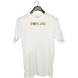                       UDNAG Unisex Round Neck Graphic 'Bowling | Bowling 0' Polyester T-Shirt White                                              
