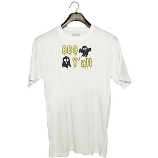                       UDNAG Unisex Round Neck Graphic 'Halloween | Boo yall copy' Polyester T-Shirt White                                              