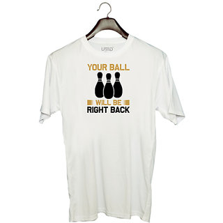                       UDNAG Unisex Round Neck Graphic 'Bowling | Your ball' Polyester T-Shirt White                                              