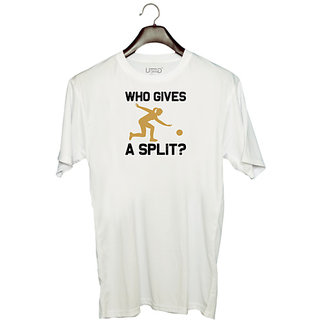                       UDNAG Unisex Round Neck Graphic 'Bowling | Who gives' Polyester T-Shirt White                                              