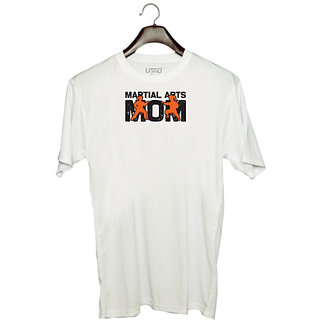                       UDNAG Unisex Round Neck Graphic 'Mother | Martial arts mom' Polyester T-Shirt White                                              