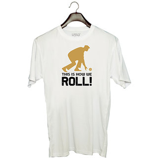                       UDNAG Unisex Round Neck Graphic 'Bowling | This is how' Polyester T-Shirt White                                              