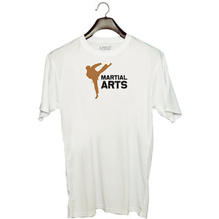                       UDNAG Unisex Round Neck Graphic 'Martial Art | Martial' Polyester T-Shirt White                                              