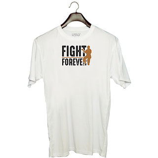                       UDNAG Unisex Round Neck Graphic 'Martial Art | Fight' Polyester T-Shirt White                                              