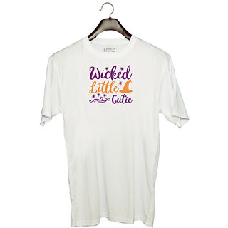                       UDNAG Unisex Round Neck Graphic 'witch | Wicket Little Cutie' Polyester T-Shirt White                                              