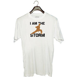                       UDNAG Unisex Round Neck Graphic 'Martial Art | I am' Polyester T-Shirt White                                              