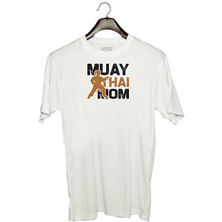                       UDNAG Unisex Round Neck Graphic 'Martial Art | Muay Thai' Polyester T-Shirt White                                              