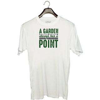                       UDNAG Unisex Round Neck Graphic 'Garden | A garden' Polyester T-Shirt White                                              