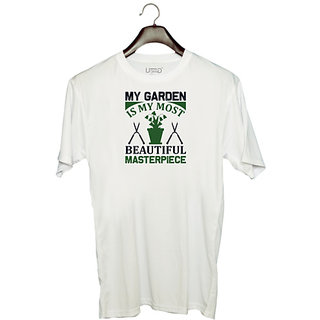                       UDNAG Unisex Round Neck Graphic 'Garden | My garden' Polyester T-Shirt White                                              