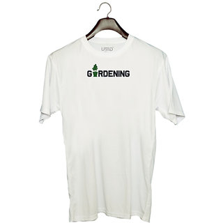                       UDNAG Unisex Round Neck Graphic 'Garden | Gardening' Polyester T-Shirt White                                              