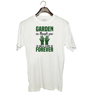                       UDNAG Unisex Round Neck Graphic 'Garden | Garder' Polyester T-Shirt White                                              