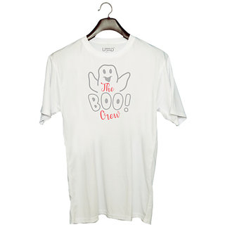                       UDNAG Unisex Round Neck Graphic 'Halloween | The Boo Crew copy' Polyester T-Shirt White                                              