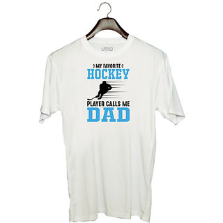                       UDNAG Unisex Round Neck Graphic 'Hockey | My favorite' Polyester T-Shirt White                                              