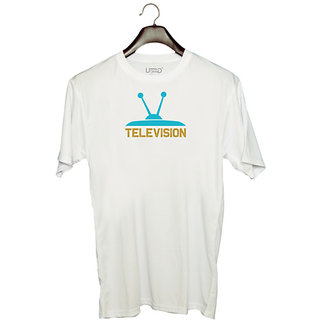                       UDNAG Unisex Round Neck Graphic 'TV | Television' Polyester T-Shirt White                                              