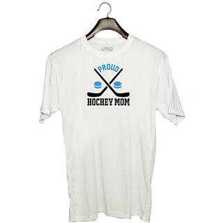                       UDNAG Unisex Round Neck Graphic 'Hockey | Proud' Polyester T-Shirt White                                              