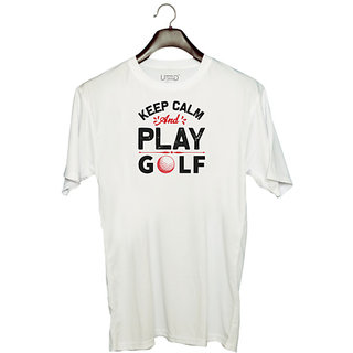                       UDNAG Unisex Round Neck Graphic 'Golf | Keep' Polyester T-Shirt White                                              