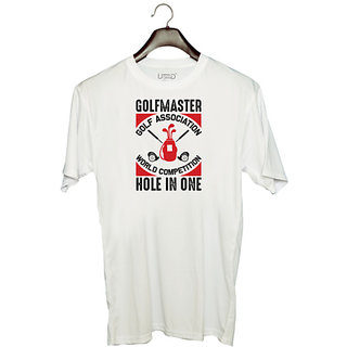                       UDNAG Unisex Round Neck Graphic 'Golf | Golfmaster' Polyester T-Shirt White                                              