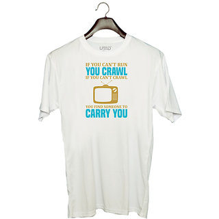                      UDNAG Unisex Round Neck Graphic 'TV | If you' Polyester T-Shirt White                                              