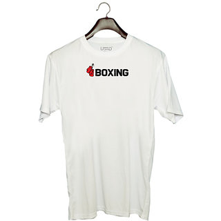                       UDNAG Unisex Round Neck Graphic 'Boxing | Boxing 1' Polyester T-Shirt White                                              