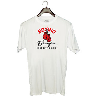                       UDNAG Unisex Round Neck Graphic 'Boxing | Boxing champion' Polyester T-Shirt White                                              