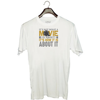                       UDNAG Unisex Round Neck Graphic 'Movie | It's not wthat' Polyester T-Shirt White                                              