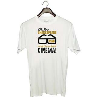                       UDNAG Unisex Round Neck Graphic 'Cinema | Oh how' Polyester T-Shirt White                                              