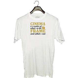                       UDNAG Unisex Round Neck Graphic 'Cinema | Cinema' Polyester T-Shirt White                                              