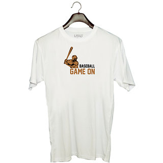                       UDNAG Unisex Round Neck Graphic 'Baseball | Baseball game' Polyester T-Shirt White                                              