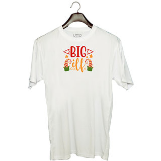                       UDNAG Unisex Round Neck Graphic 'Big | Big elf' Polyester T-Shirt White                                              