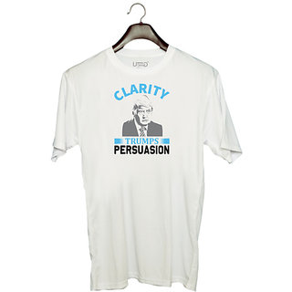                       UDNAG Unisex Round Neck Graphic 'Clarity | Clarity' Polyester T-Shirt White                                              
