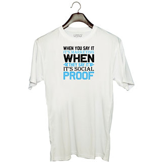                       UDNAG Unisex Round Neck Graphic 'Proof | When you' Polyester T-Shirt White                                              