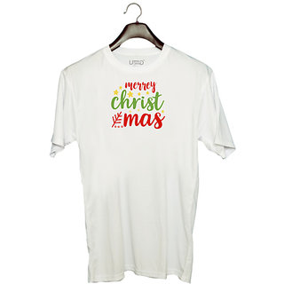                       UDNAG Unisex Round Neck Graphic 'Christmas | merry christmasss3' Polyester T-Shirt White                                              
