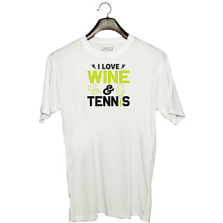                       UDNAG Unisex Round Neck Graphic 'Tennis | I love copy 4' Polyester T-Shirt White                                              